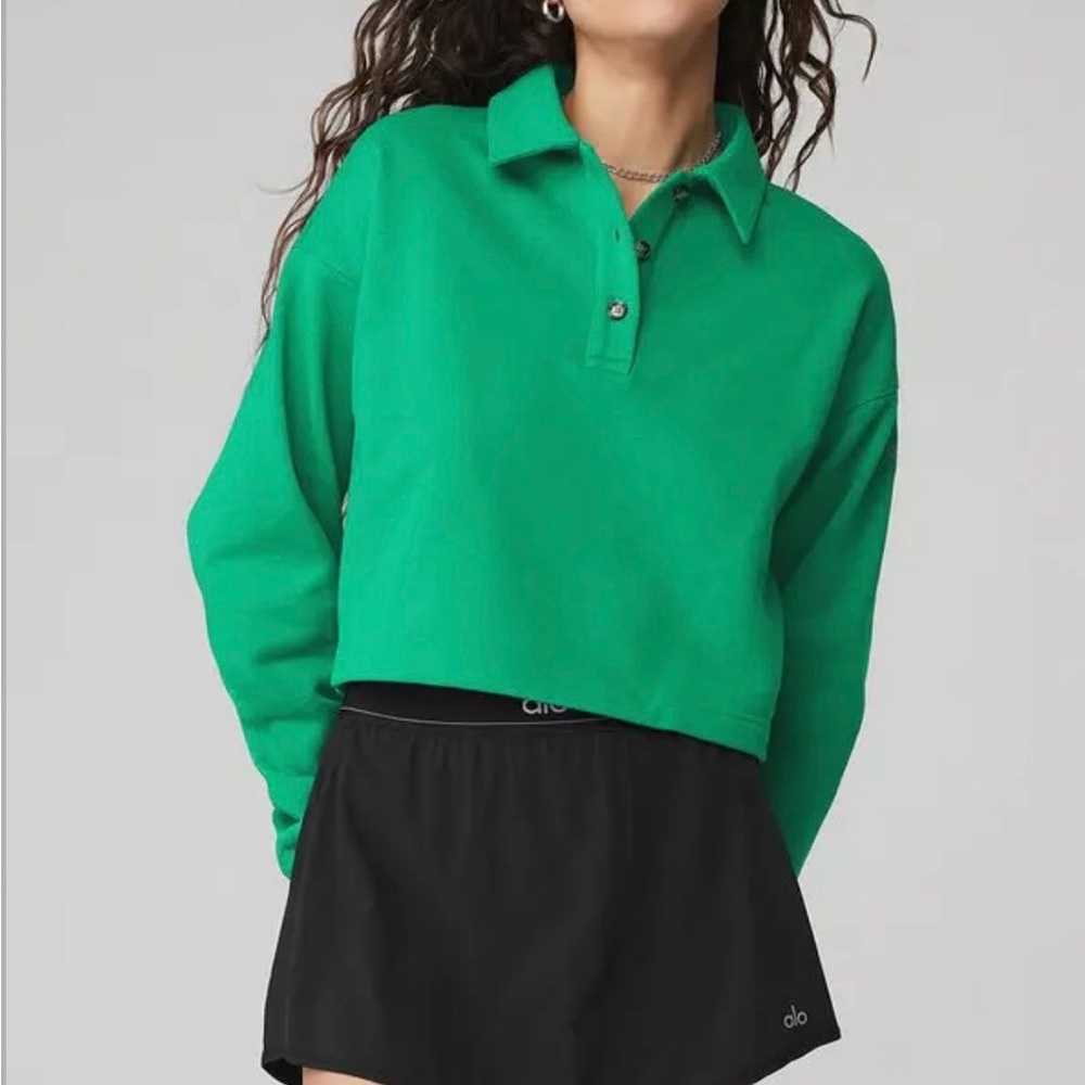 All Polo Henley Fleece - Emerald